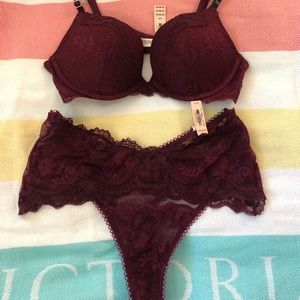 Burgundy Lace Victoria’s Secret set - brand new